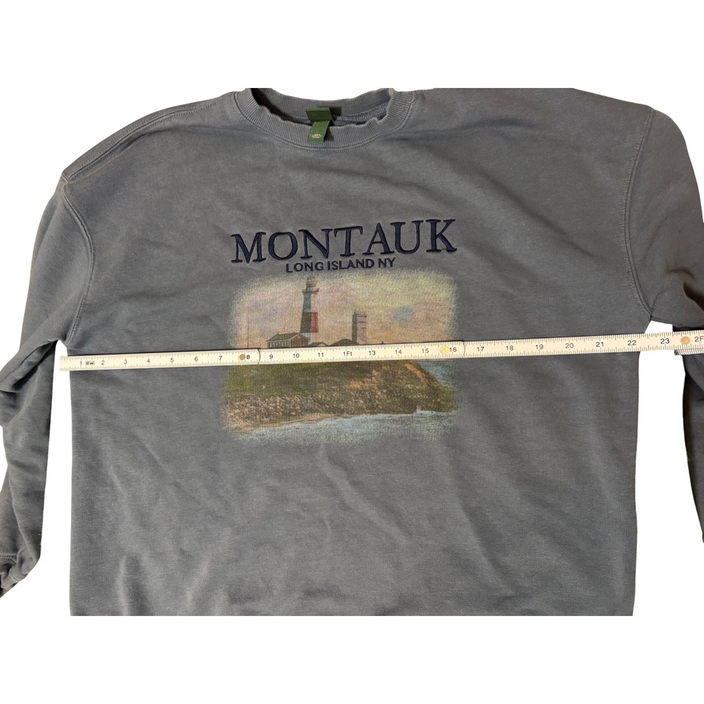 OVERSIZED Wild Fable Montauk Long Island NY Graphic Sweatshirt Gray Blue XXS - Picture 7 of 9